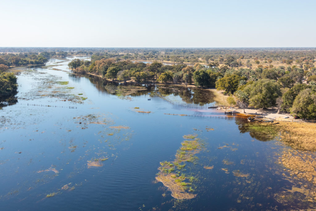 Aerial view of the Okavango Delta in Botswana is good for For a Balloon Safari in Africa