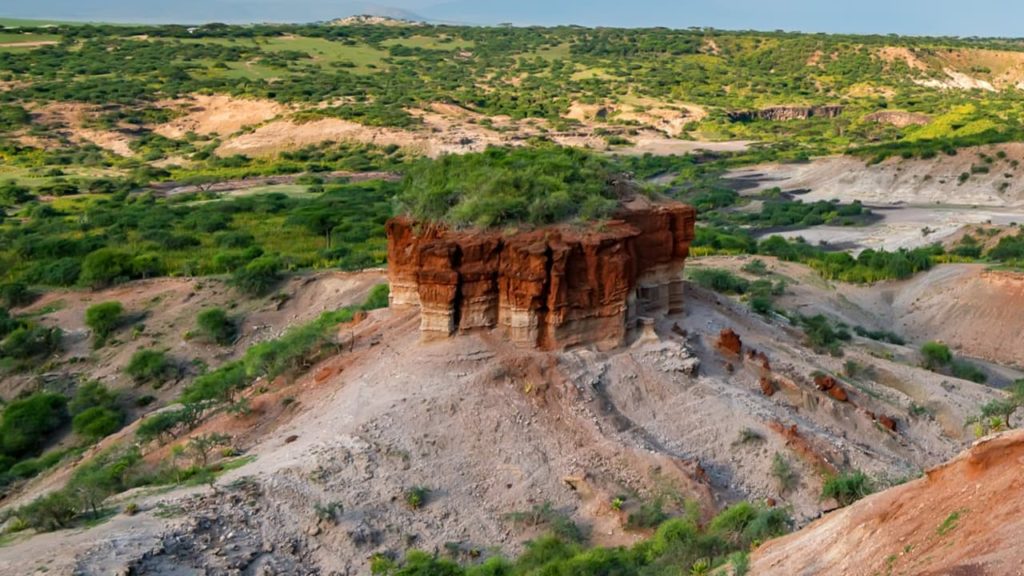 A scenic view of olduvai gorge in Arusha in the Serengeti National park