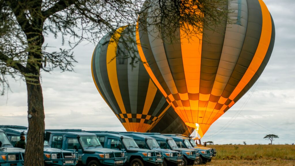 Expérience miraculeuse ballons et véhicules de safari
